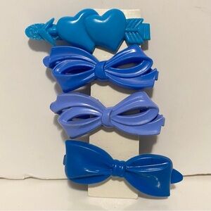 🔥 4/$15 Vintage Goody Hair Clip Snap Tight Comb Barrette Heart Bow Blue Hues